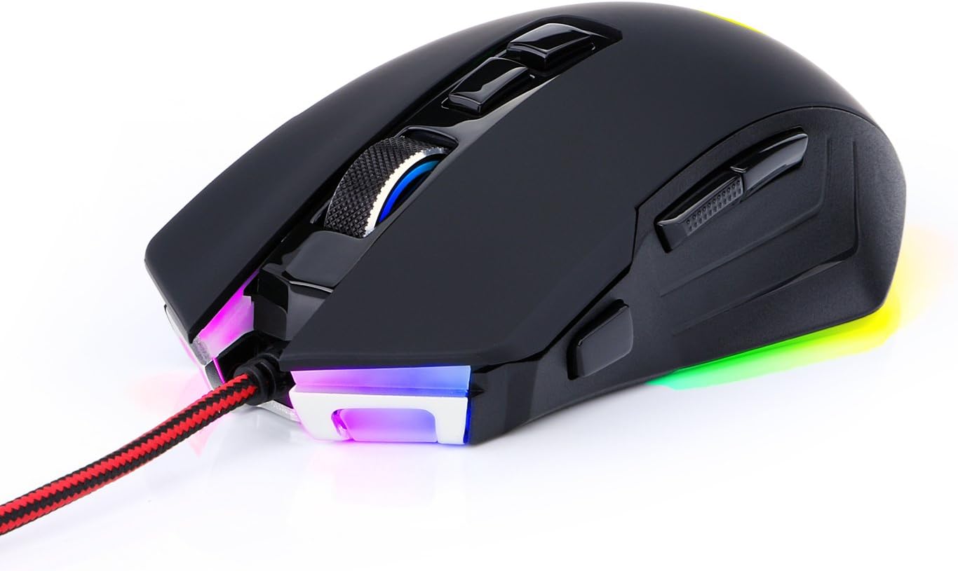 Redragon M715 Dagger 2 RGB Gaming Mouse LED Backlit Wired MMO, Ergonomic High-Precision Programmable with 7 RGB Backlight Modes up to 10000 DPI User Adjustable for PC Computer Redragon M715 Dagger 2 RGB Gaming Mouse LED Backlit Wired MMO, Ergonomic High-Precision Programmable with 7 RGB Backlight Modes up to 10000 DPI User Adjustable for PC Computer